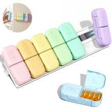 Load image into Gallery viewer, Daviky Magnetic Pill Organizer 2 Times a Day, Weekly AM PM Pill Case, Pill Box 7 Day with Magnets and Stand, Large Medicine Organizer for Medication, Vitamins and Supplements, Macaron