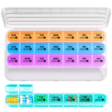 Load image into Gallery viewer, Daviky Monthly Pill Organizer 28 Day, 4 Week Pill Box with Removable Weekly Trays, Large BPA-Free Pill Organizer for Vitamins, Supplements and Medication, Travel Pill Case with Storage Box, White