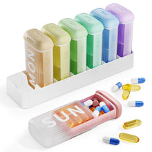Load image into Gallery viewer, Daviky Pill Organizer 2 Times a Day, AM PM Pill Organizer 7 Day with 7 Removable Daily Cases, Weekly Pill Box with Large Print Labels, Easy Open Travel Pill Case for Vitamins and Medication, Rainbow
