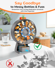 Load image into Gallery viewer, Daviky Pill Dispenser Daily, Large Pill Organizer with Wall-Mounted or Standing Use, 14 Days Pill Container, Push Button Design, Weekly Pill Box for Vitamin, Medicine,Supplement, Fish Oil(Gray)