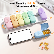 Load image into Gallery viewer, Daviky Magnetic Pill Organizer 2 Times a Day, Weekly AM PM Pill Case, Pill Box 7 Day with Magnets and Stand, Large Medicine Organizer for Medication, Vitamins and Supplements, Macaron