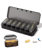 Load image into Gallery viewer, Daviky Pill Organizer 7 Day, Large Capacity Weekly Pill Box Once a Day | Portable Travel Medicine Case with Removable Daily Compartments, Easy Open Lids, Bold Labels, for Vitamin, Supplement, Black