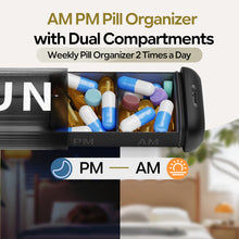 Load image into Gallery viewer, Daviky Pill Organizer 2 Times a Day, AM PM Pill Organizer 7 Day with 7 Removable Daily Cases, Weekly Pill Box with Large Print Labels, Easy Open Travel Pill Case for Vitamins and Medication, Black