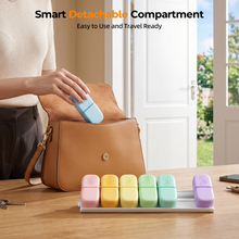 Load image into Gallery viewer, Daviky Magnetic Pill Organizer 2 Times a Day, Weekly AM PM Pill Case, Pill Box 7 Day with Magnets and Stand, Large Medicine Organizer for Medication, Vitamins and Supplements, Macaron