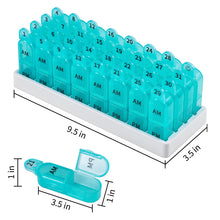 Load image into Gallery viewer, Daviky Monthly Pill Organizer 2 Times a Day, 30 Day Pill Box AM PM with Separate Container, One Month Medicine Case Twice a Day to Hold Vitamins, Supplements and Medication (Cyan)