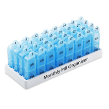 Load image into Gallery viewer, Daviky Monthly Pill Organizer 2 Times a Day, 30 Day Pill Box AM PM with Separate Container, One Month Medicine Case Twice a Day to Hold Vitamins, Supplements and Medication (Blue)
