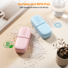 Load image into Gallery viewer, Daviky Magnetic Pill Organizer 2 Times a Day, Weekly AM PM Pill Case, Pill Box 7 Day with Magnets and Stand, Large Medicine Organizer for Medication, Vitamins and Supplements, Macaron