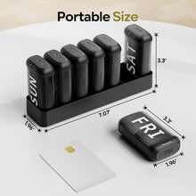 Load image into Gallery viewer, Daviky Pill Organizer 2 Times a Day, AM PM Pill Organizer 7 Day with 7 Removable Daily Cases, Weekly Pill Box with Large Print Labels, Easy Open Travel Pill Case for Vitamins and Medication, Black