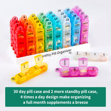 Load image into Gallery viewer, Daviky Monthly Pill Organizer 4 Times a Day, 30 Day Pill Organizer with Daily Pill Box Organizer, One Month Medicine Pill Case, 31 Day Pill Container Pill Holder to Hold Supplement and Medication