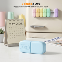 Load image into Gallery viewer, Daviky Magnetic Pill Organizer 2 Times a Day, Weekly AM PM Pill Case, Pill Box 7 Day with Magnets and Stand, Large Medicine Organizer for Medication, Vitamins and Supplements, Macaron
