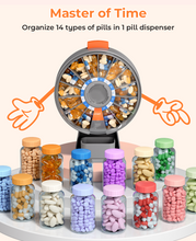 Load image into Gallery viewer, Daviky Pill Dispenser Daily, Large Pill Organizer with Wall-Mounted or Standing Use, 14 Days Pill Container, Push Button Design, Weekly Pill Box for Vitamin, Medicine,Supplement, Fish Oil(Gray)