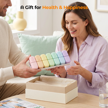 Load image into Gallery viewer, Daviky Magnetic Pill Organizer 2 Times a Day, Weekly AM PM Pill Case, Pill Box 7 Day with Magnets and Stand, Large Medicine Organizer for Medication, Vitamins and Supplements, Macaron