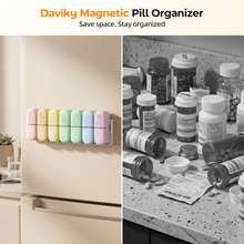 Load image into Gallery viewer, Daviky Magnetic Pill Organizer 2 Times a Day, Weekly AM PM Pill Case, Pill Box 7 Day with Magnets and Stand, Large Medicine Organizer for Medication, Vitamins and Supplements, Macaron