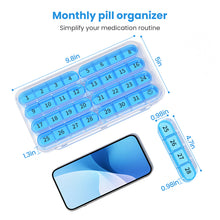 Load image into Gallery viewer, Daviky Monthly Pill Organizer 1 Time a Day, 30 Day Pill Box, Single-Hand Easy Open Pill Case for Travel, Daily Vitamins & Supplements for Seniors