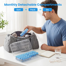 Load image into Gallery viewer, Daviky Monthly Pill Organizer 1 Time a Day, 30 Day Pill Box, Single-Hand Easy Open Pill Case for Travel, Daily Vitamins & Supplements for Seniors