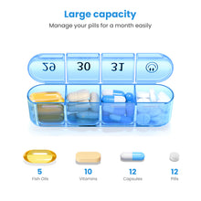 Load image into Gallery viewer, Daviky Monthly Pill Organizer 1 Time a Day, 30 Day Pill Box, Single-Hand Easy Open Pill Case for Travel, Daily Vitamins & Supplements for Seniors