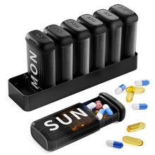 Load image into Gallery viewer, Daviky Pill Organizer 2 Times a Day, AM PM Pill Organizer 7 Day with 7 Removable Daily Cases, Weekly Pill Box with Large Print Labels, Easy Open Travel Pill Case for Vitamins and Medication, Black
