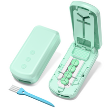 Load image into Gallery viewer, Daviky Pill Cutter Splitter for Small &amp; Tiny Pills, Dual Safety Blades, Adjustable Centering Slot, Precise 1/2 1/3 1/4 Tablet Cutter, Built-in Storage, Portable &amp; Senior-Friendly
