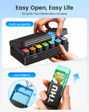 Load image into Gallery viewer, Daviky Weekly Pill Organizer 1 Time a Day, Travel Drawer-Style Pill Box for Daily Medication, 7-Day Pill Case, Compact &amp; Portable, Ideal for Vitamins, Fish Oils &amp; Supplements
