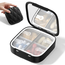 Load image into Gallery viewer, Daviky Small Pill Organizer for Purse, Travel Pill Box with Built-in Mirror, 4 Compartments Cute Pill Case for Daily Medication and Vitamins, Unique Open Design, Portable Medicine Organizer for Women
