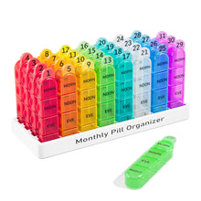 Load image into Gallery viewer, Daviky Monthly Pill Organizer 4 Times a Day, 30 Day Pill Organizer with Daily Pill Box Organizer, One Month Medicine Pill Case, 31 Day Pill Container Pill Holder to Hold Supplement and Medication
