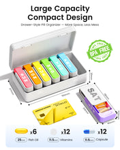 Load image into Gallery viewer, Daviky Weekly Pill Organizer 1 Time a Day, Travel Drawer-Style Pill Box for Daily Medication, 7-Day Pill Case, Compact &amp; Portable, Ideal for Vitamins, Fish Oils &amp; Supplements
