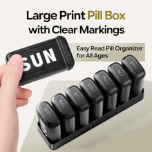 Load image into Gallery viewer, Daviky Pill Organizer 2 Times a Day, AM PM Pill Organizer 7 Day with 7 Removable Daily Cases, Weekly Pill Box with Large Print Labels, Easy Open Travel Pill Case for Vitamins and Medication, Black
