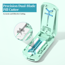 Load image into Gallery viewer, Daviky Pill Cutter Splitter for Small &amp; Tiny Pills, Dual Safety Blades, Adjustable Centering Slot, Precise 1/2 1/3 1/4 Tablet Cutter, Built-in Storage, Portable &amp; Senior-Friendly
