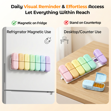 Load image into Gallery viewer, Daviky Magnetic Pill Organizer 2 Times a Day, Weekly AM PM Pill Case, Pill Box 7 Day with Magnets and Stand, Large Medicine Organizer for Medication, Vitamins and Supplements, Macaron
