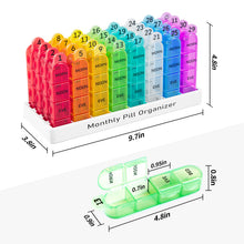 Load image into Gallery viewer, Daviky Monthly Pill Organizer 4 Times a Day, 30 Day Pill Organizer with Daily Pill Box Organizer, One Month Medicine Pill Case, 31 Day Pill Container Pill Holder to Hold Supplement and Medication
