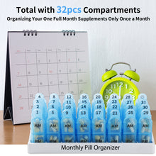 Load image into Gallery viewer, Daviky Monthly Pill Organizer 2 Times a Day, 30 Day Pill Box AM PM with Separate Container, One Month Medicine Case Twice a Day to Hold Vitamins, Supplements and Medication (Blue)
