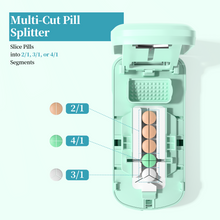 Load image into Gallery viewer, Daviky Pill Cutter Splitter for Small &amp; Tiny Pills, Dual Safety Blades, Adjustable Centering Slot, Precise 1/2 1/3 1/4 Tablet Cutter, Built-in Storage, Portable &amp; Senior-Friendly
