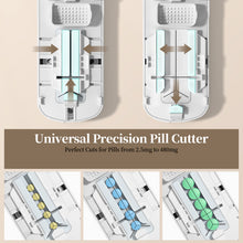 Load image into Gallery viewer, Daviky Pill Cutter Splitter for Small &amp; Tiny Pills, Dual Safety Blades, Adjustable Centering Slot, Precise 1/2 1/3 1/4 Tablet Cutter, Built-in Storage, Portable &amp; Senior-Friendly
