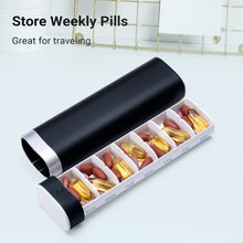 Load image into Gallery viewer, 7 Day Pill Organizer, Pill Box 7 Day for Travel, Weekly Cute Pill Case, Daviky Portable Medicine Organizer Pill Holder to Hold Daily Vitamin, Medication and Supplement (Black)
