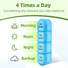Load image into Gallery viewer, Daviky Pill Organizer 4 Times a Day, Weekly Pill Box Travel Pill Case, Daily Medicine Organizer 7 Day, Large Pill Container Holder to Hold Vitamins, Pills, Supplements (Green)
