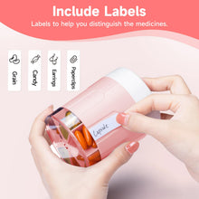 Load image into Gallery viewer, Daviky Pill Bottle Organizer, Supplement Organizer with 7 Large Compartments, Travel Pill Dispenser Round Pill Box with Two Lids(Pink+White)
