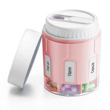 Load image into Gallery viewer, Daviky Pill Bottle Organizer, Supplement Organizer with 7 Large Compartments, Travel Pill Dispenser Round Pill Box with Two Lids(Pink+White)
