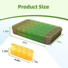 Load image into Gallery viewer, Daviky Pill Organizer 4 Times a Day, Weekly Pill Box Travel Pill Case, Daily Medicine Organizer 7 Day, Large Pill Container Holder to Hold Vitamins, Pills, Supplements (Green)

