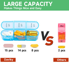 Load image into Gallery viewer, Daviky Weekly Pill Organizer 3 Times a Day, Pill Organizer 3 Times a Day, Large 7 Day Box with Separate Container, Pill Cases Organizers 7 Day, Daily Medicine Organizer to Hold Vitamins (Green)
