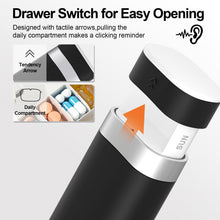 Load image into Gallery viewer, 7 Day Pill Organizer, Pill Box 7 Day for Travel, Weekly Cute Pill Case, Daviky Portable Medicine Organizer Pill Holder to Hold Daily Vitamin, Medication and Supplement (Black).
