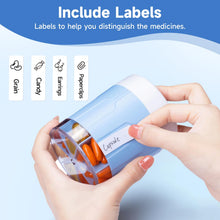 Load image into Gallery viewer, Daviky Pill Bottle Organizer, Supplement Organizer with 7 Large Compartments, Travel Pill Dispenser Round Pill Box with Two Lids(Blue)
