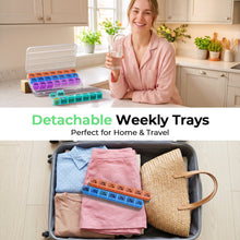 Load image into Gallery viewer, Daviky Monthly Pill Organizer 28 Day, 4 Week Pill Box with Removable Weekly Trays, Large BPA-Free Pill Organizer for Vitamins, Supplements and Medication, Travel Pill Case with Storage Box, White
