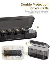 Load image into Gallery viewer, Daviky Pill Organizer 7 Day, Large Capacity Weekly Pill Box Once a Day | Portable Travel Medicine Case with Removable Daily Compartments, Easy Open Lids, Bold Labels, for Vitamin, Supplement, Black
