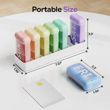 Load image into Gallery viewer, Daviky Pill Organizer 2 Times a Day, AM PM Pill Organizer 7 Day with 7 Removable Daily Cases, Weekly Pill Box with Large Print Labels, Easy Open Travel Pill Case for Vitamins and Medication, Rainbow
