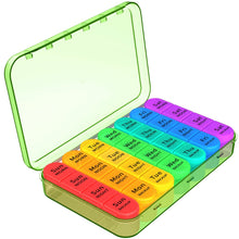 Load image into Gallery viewer, Daviky Pill Organizer 4 Times a Day, Weekly Pill Box Travel Pill Case, Daily Medicine Organizer 7 Day, Large Pill Container Holder to Hold Vitamins, Pills, Supplements (Green)
