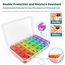 Load image into Gallery viewer, Daviky Weekly Pill Organizer 4 Times a Day, Pill Box 7 Day, Medicine Organizer Portable for Travel with Removable Individual Pill Case Pill Container to Hold Daily Vitamin, Supplement and Medication.
