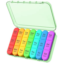 Load image into Gallery viewer, Daviky Weekly Pill Organizer 3 Times a Day, Pill Organizer 3 Times a Day, Large 7 Day Box with Separate Container, Pill Cases Organizers 7 Day, Daily Medicine Organizer to Hold Vitamins (Green)
