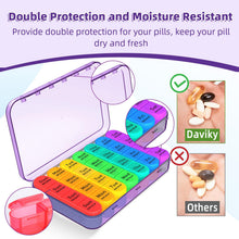 Load image into Gallery viewer, Daviky Weekly Pill Organizer 4 Times a Day, Large 7 Day Pill Box Portable for Travel, Medicine Organizer Box with Removable Individual Pill Containers to Hold Vitamins, Supplements and Medication
