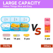 Load image into Gallery viewer, Daviky Weekly Pill Organizer 3 Times a Day, Travel Pill Organizer 3X a Day, Pill Box 7 Day, Daily Pill Box Organizer, Pill Cases Organizers 7 Day, Medicine Organizer to Hold Vitamins and Medication
