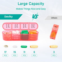 Load image into Gallery viewer, Daviky Weekly Pill Organizer, 7 Day Pill Organizer 4 Times a Day, Daily Pill Box 7 Day, Large Travel Pill Box with Removable Pill Case to Hold Vitamin, Supplement and Medication (Pink)
